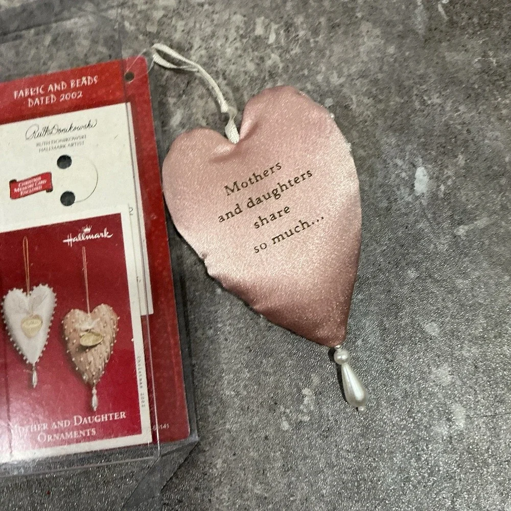 2002 Hallmark Daughter Heart Fabric & Beads Christmas Tree Ornament New Plush